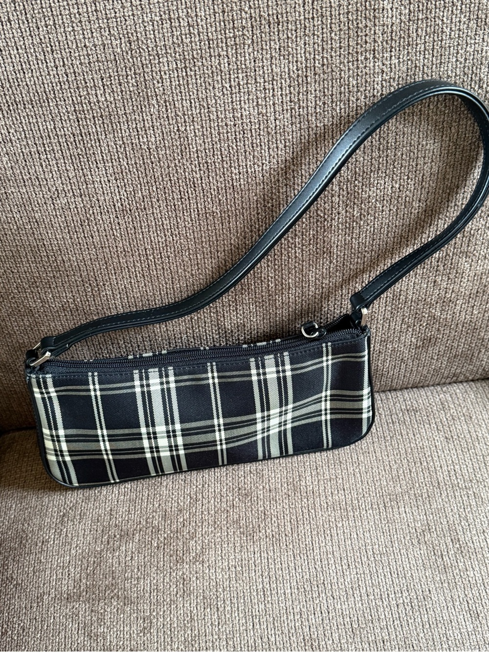 Q&A Black Plaid Women’s Shoulder Bag